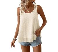 TUUHAW Camiseta Tirantes Mujer Ropa sin Mangas Cuello Redondo Verano Boho Elegante Floral Tank Tops Encaje Casual Chaleco Básica Bohemia Suelta Color Sólido Oficina Cómodo Moda Túnica Albaricoque S