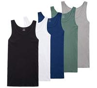 TUUHAW Camisetas de Tirantes para Hombre Pack de 5 de Algodón 100% Cómodo Múltiples Colores Y Tamaños Negro/Blanco/Gris/Azul Marino/Oliva S