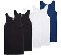 TUUHAW Camisetas de Tirantes para Hombre Pack de 5 de Algodón 100% Cómodo Múltiples Colores Y Tamaños Blanco/Negro/Azul Marino XXL