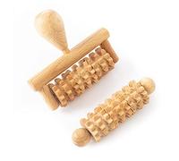 Tuuli Accessories Set de 2 Masajeadores Facial Cabeza Rodillo Aparato Anticelulítico para Masaje Maderoterapia Madera