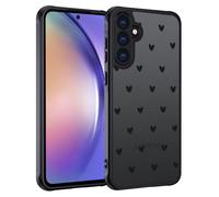 TUUTPU Funda Mate para Samsung Galaxy A54 5G, Carcasa Translúcido Trasera con Aesthetic Diseño de Corazón Translúcida PC Case para Mujeres y Niñas Suave TPU Antigolpes Protectora Caso, Negro