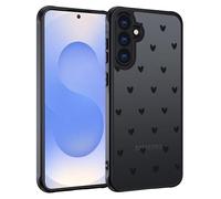 TUUTPU Funda Mate para Samsung Galaxy S25 5G, Carcasa Translúcido Trasera con Aesthetic Diseño de Corazón Translúcida PC Case para Mujeres y Niñas Suave TPU Antigolpes Protectora Caso, Negro