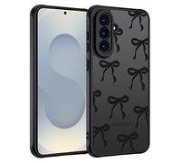 TUUTPU Funda Mate para Samsung Galaxy S25 FE, Carcasa Translúcido Trasera con Aesthetic Pajarita Lazo Motive [Protección Lente Cámara] [Protección Militar] Antigolpes Anti-arañazos Fino Caso, Negro