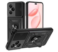 TUUTPU Funda para Honor 400 Pro, Cubierta de cámara Deslizante Proteger Militar Antigolpes Protectora Carcasa con 360° Magnético Anillo Soporte Silicona TPU + PC Rugged Case Cover, Negro