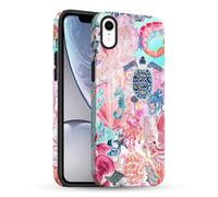 TUUTPU Funda para iPhone XR, Carcasa Tortugas Patrón con Híbrido de 2 Capas Rígidas de Silicona Bonita y Moderna Antigolpes para Mujeres Case Bumper Protección