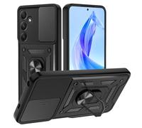 TUUTPU Funda para Samsung Galaxy A17 5G/4G, Cubierta de cámara Deslizante Proteger Militar Antigolpes Protectora Carcasa con 360° Magnético Anillo Soporte Silicona TPU + PC Rugged Case Cover, Negro