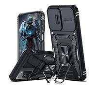 TUUTPU Funda para Samsung Galaxy S20 FE, Cubierta de cámara Deslizante Proteger Militar Antigolpes Protectora Carcasa con 360° Magnético Anillo Soporte Silicona TPU + PC Rugged Case Cover, Negro