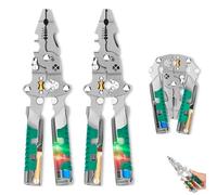 Tuvilo Electrical Pliers - 1 Piece Has 14 Function, Folding Stylus Wire Stripper, With Voltage Tester, Crimper, Cutter for Diy & Electricians (2pcs)