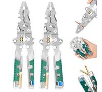 Tuvilo Electrical Pliers, 2025 New 8 in 1 Wire Stripper with Voltage Tester, Folding Stylus Screwdriver Wire Stripper for Cutting and Pulling Wires Cable, Can Handle Various Repairs (2pcs)