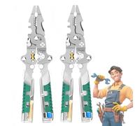 Tuvilo Electrical Pliers, 8 in 1 Wire Stripper with Voltage Tester, Folding Stylus Screwdriver Wire Stripper, Multi-Functional Electrician Pliers for Cutting, Crimping and DIY Repairs (2PC)