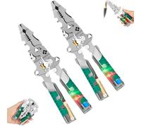 Tuvilo Electrical Pliers, Foldable Wire Stripper with Voltage Tester, Multifunctional One Piece Has 12 Functions, Crimper Tool with Ergonomic Non-slip Grip (2pcs)