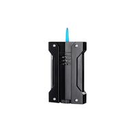 TUVovosd Linterna de triple chorro resistente al viento, portátil, ajustable, ventana de combustible visible, butano recargable, adecuado para acampar al aire libre (negro)