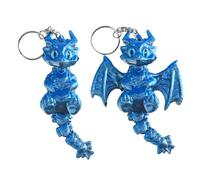 TUVovosd Llavero de dragón impreso en 3D, lindo llavero de dragón, linda amistad retro rara, colgante de regalo(Blue,With wings 11.3cmB)