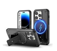 Tuvror Magnetica Funda para iPhone 14 Pro [Compatible con MagSafe] Soporte Incorporado, Protección Militar contra Caídas, Funda Robusta Antichoque para iPhone 14 Pro, Negro