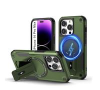 Tuvror Magnetica Funda para iPhone 14 Pro MAX [Compatible con MagSafe] Soporte Incorporado, Protección Militar contra Caídas, Funda Robusta Antichoque para iPhone 14 Pro MAX, Verde