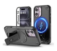 Tuvror Magnetica Funda para iPhone 16 [Compatible con MagSafe] Soporte Incorporado, Protección Militar contra Caídas, Funda Robusta Antichoque para iPhone 16, Negro