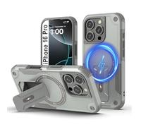 Tuvror Magnetica Funda para iPhone 16 Pro [Compatible con MagSafe] Soporte Incorporado, Protección Militar contra Caídas, Funda Robusta Antichoque para iPhone 16 Pro, Grey