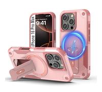 Tuvror Magnetica Funda para iPhone 16 Pro MAX [Compatible con MagSafe] Soporte Incorporado, Protección Militar contra Caídas, Funda Robusta Antichoque para iPhone 16 Pro MAX, Rosa