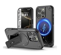 Tuvror Magnetica Funda para iPhone 16 Pro MAX [Compatible con MagSafe] Soporte Incorporado, Protección Militar contra Caídas, Funda Robusta Antichoque para iPhone 16 Pro MAX, Negro