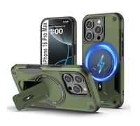 Tuvror Magnetica Funda para iPhone 16 Pro MAX [Compatible con MagSafe] Soporte Incorporado, Protección Militar contra Caídas, Funda Robusta Antichoque para iPhone 16 Pro MAX, Verde