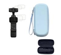 Tuvzylory Juego de protectores de almacenamiento compatibles con Insta360 Luna Ultra, bolsa de EVA con correa de muñeca y película de vidrio templado HD, kit de paquete para vloggers de viaje (azul)
