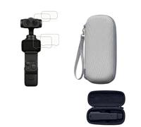 Tuvzylory Juego de protectores de almacenamiento compatibles con Insta360 Luna Ultra, bolsa de EVA con correa de muñeca y película de vidrio templado HD, kit de paquete para vloggers de viaje (gris)