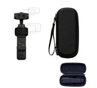 Tuvzylory Juego de protectores de almacenamiento compatibles con Insta360 Luna Ultra, bolsa de EVA con correa de muñeca y película de vidrio templado HD, kit de paquete para vloggers de viaje (negro)