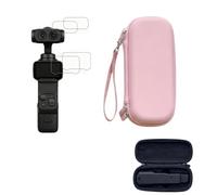 Tuvzylory Juego de protectores de almacenamiento compatibles con Insta360 Luna Ultra, bolsa de EVA con correa de muñeca y película de vidrio templado HD, kit de paquete para vloggers de viaje (rosa)