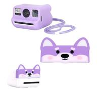 Tuvzylory Kit protector de cámara compatible con Polaroid Go / Gen2, bonita tapa de lente de animal + funda de silicona con cordón (Corgi morado)