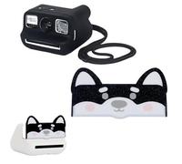 Tuvzylory Kit protector de cámara compatible con Polaroid Go / Gen2, bonita tapa de lente de animal + funda de silicona con cordón (corgi negro)