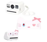 Tuvzylory Kit protector de cámara compatible con Polaroid Go / Gen2, bonita tapa de lente de animal + funda de silicona con cordón (gato rosa)