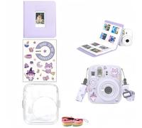 Tuvzylory Paquete de accesorios compatible con Instax Mini 13, incluye funda rígida transparente, álbum de fotos de 288 bolsillos y juego de calcomanías de bricolaje (morado)