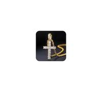 Tuwiqsdi Collar de cruz chapado en oro de 18 quilates, joyería de moda dorado/plata brillante con circonita cúbica transparente y colgante de cruz de diamante con cadena de cuerda de 24 pulgadas para