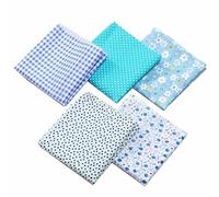 tuwiwol 5 pack/lote DIY retales de algodón patrón vívido para proyectos de artesanía DIY proyecto de artesanía acolchado tela de retales, azul, 50x50cm