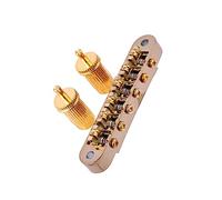 tuwiwol Puente de sillín de rodillo para guitarra, accesorios para puentes con orificio para poste, 2 pernos a juego, bloqueo de pieza trasera, pieza trasera eléctrica, Oro