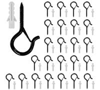 Tuwonwa 30PCS Ganchos de Tornillo, Ganchos De Tornillo Negros Con Seguro, Ganchos de Pared y Techo para Macetas, Campanas de Viento, Ganchos de Colgar para Uso Interior y Exterior, Multifunción