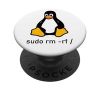 Tux Linux Penguin - sudo RM -RF/computadoras informáticas PopSockets PopGrip Adhesivo