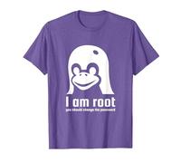 Tux Linux Pingüino I en Root Change The Password G amiseta, Hombre, Morado Jaspeado, XL