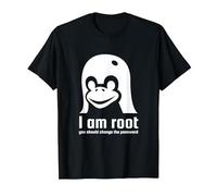 Tux Linux Pingüino I en Root Change The Password G amiseta, Hombre, Negro, 3XL