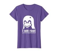 Tux Linux Pingüino I en Root Change The Password G amiseta, Mujer, Morado Jaspeado, 3XL