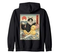 Tuxedo Cat Ninja Japón Vintage Japonés Ukiyo-e Arte Sudadera con Capucha