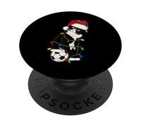 Tuxedo Cat Soccer Player Santa Tuxie Luces de árbol de Navidad PopSockets PopGrip Adhesivo