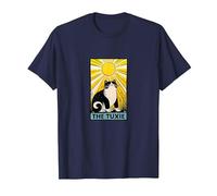 Tuxedo Cat Tarot Card Gorditos Amantes de los Gatos en Blanco y Negro Camiseta, Hombre, Azul Marino, 4XL