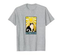 Tuxedo Cat Tarot Card Gorditos Amantes de los Gatos en Blanco y Negro Camiseta, Hombre, Gris Jaspeado, 4XL
