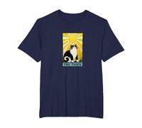 Tuxedo Cat Tarot Card Gorditos Amantes de los Gatos en Blanco y Negro Camiseta, Hombre Tallas Grandes, Azul Marino, 2X Alto