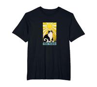 Tuxedo Cat Tarot Card Gorditos Amantes de los Gatos en Blanco y Negro Camiseta, Hombre Tallas Grandes, Negro, 2X Alto