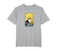 Tuxedo Cat Tarot Card Gorditos Amantes de los Gatos en Blanco y Negro Camiseta, Hombre Tallas Grandes, Gris Jaspeado, 2X Alto