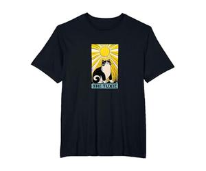 Tuxedo Cat Tarot Card Gorditos Amantes de los Gatos en Blanco y Negro Camiseta, Hombre Tallas Grandes, Negro, 2X Alto