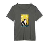 Tuxedo Cat Tarot Card Gorditos Amantes de los Gatos en Blanco y Negro Camiseta, Mujer Tallas Grandes, Asfalto, 2XL Grande