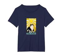 Tuxedo Cat Tarot Card Gorditos Amantes de los Gatos en Blanco y Negro Camiseta, Mujer Tallas Grandes, Azul Marino, 2XL Grande